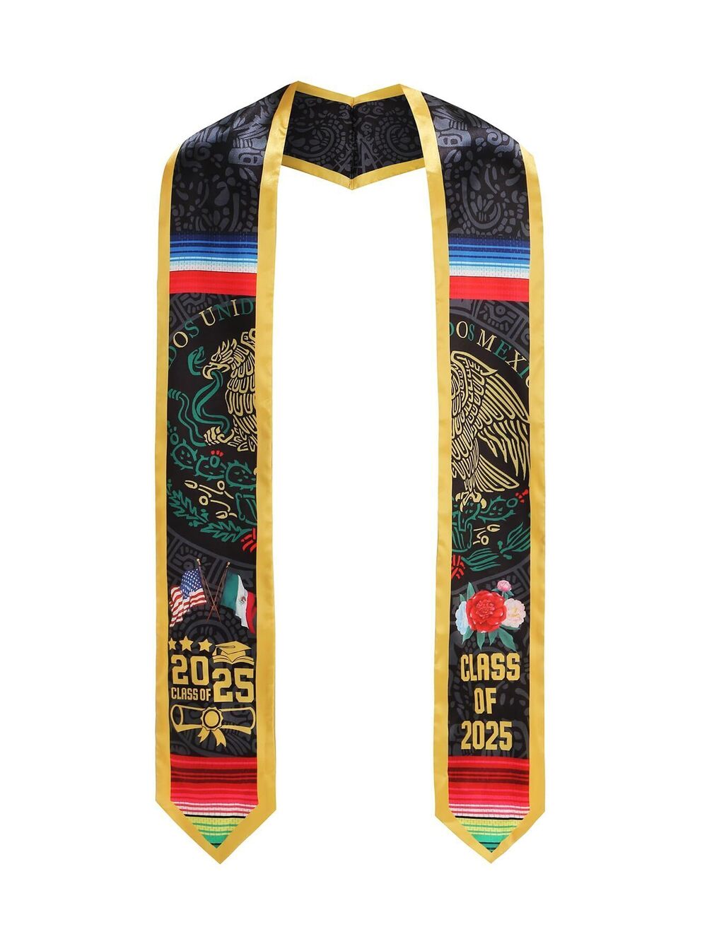 6407 Mexican Graduation Sash Vibrant Print Mexican Flag Stole for Grads